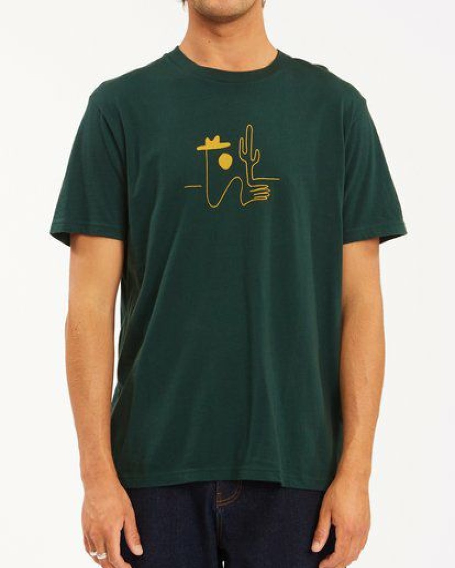 Billabong X Wrangler * | Billabong Wrangler Sleepwalker Short Sleeve T-Shirt Bottle Green Bottle Green (Gsv0)