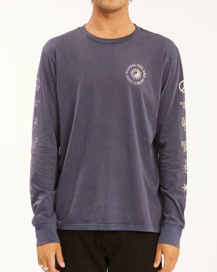 Tees * | Billabong Trippin' Wave Washed Long Sleeve T-Shirt Char Char (Crc)