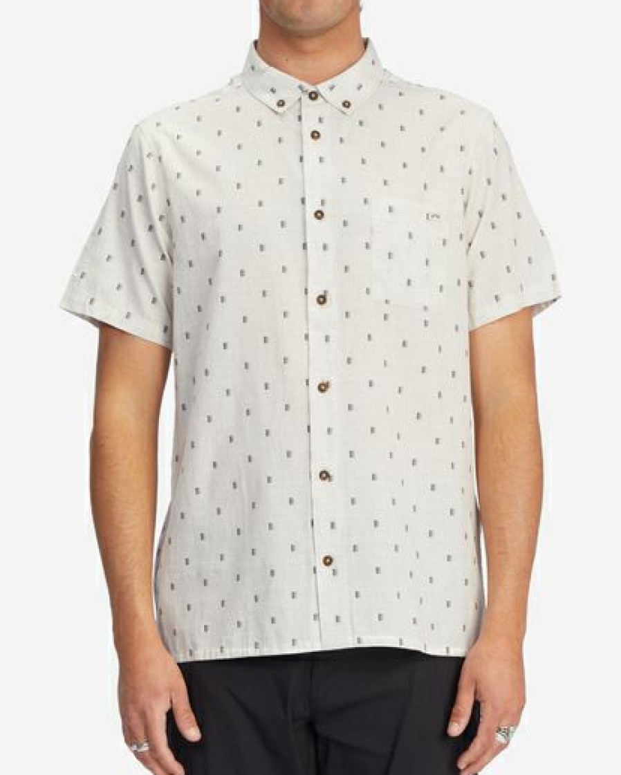 Shirts * | Billabong All Day Jacquard Short Sleeve Shirt Light Blue