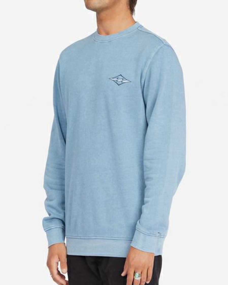 Clothing * | Billabong Wave Washed Theme Arch Crewneck Pullover Smoke Blue Smoke Blue (Smb)