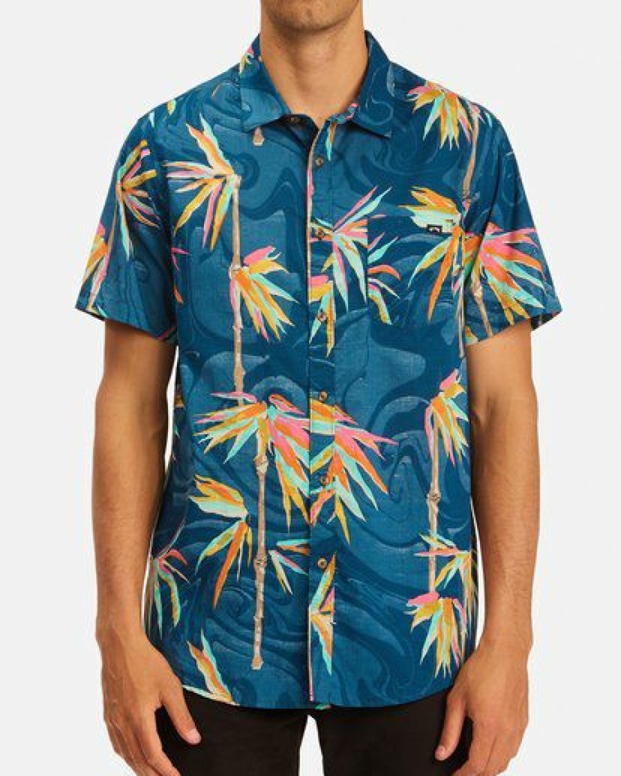 Shirts * | Billabong Sundays Floral Short Sleeve Shirt Denim