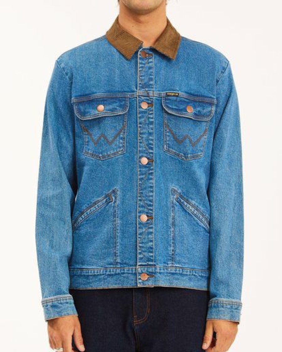 Billabong X Wrangler * | Billabong Wrangler Team Ranch Hemp Jacket Ocean Blue Ocean Blue (Ocb)