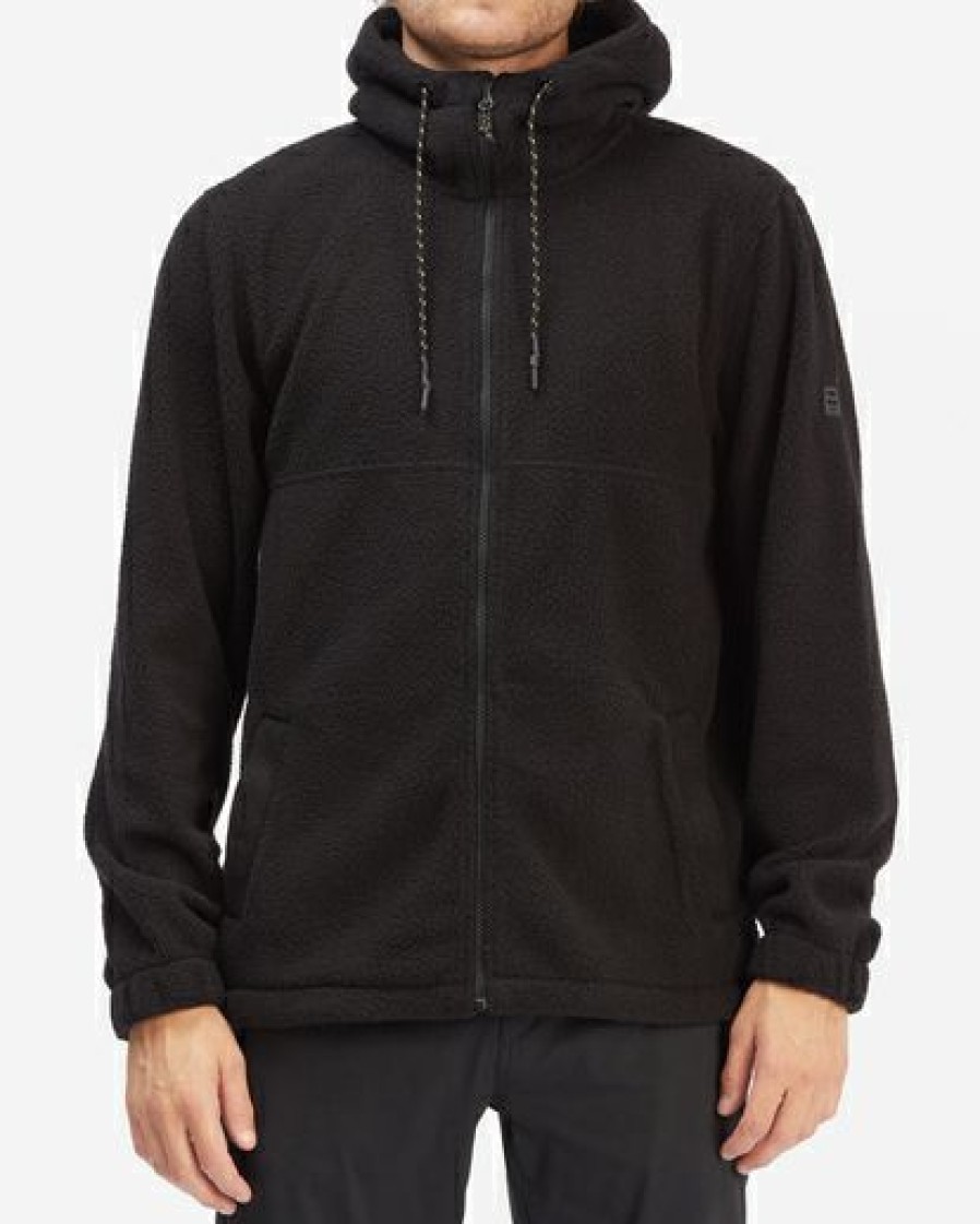 Fleece * | Billabong A/Div Boundary Zip-Up Sherpa Hoodie Black