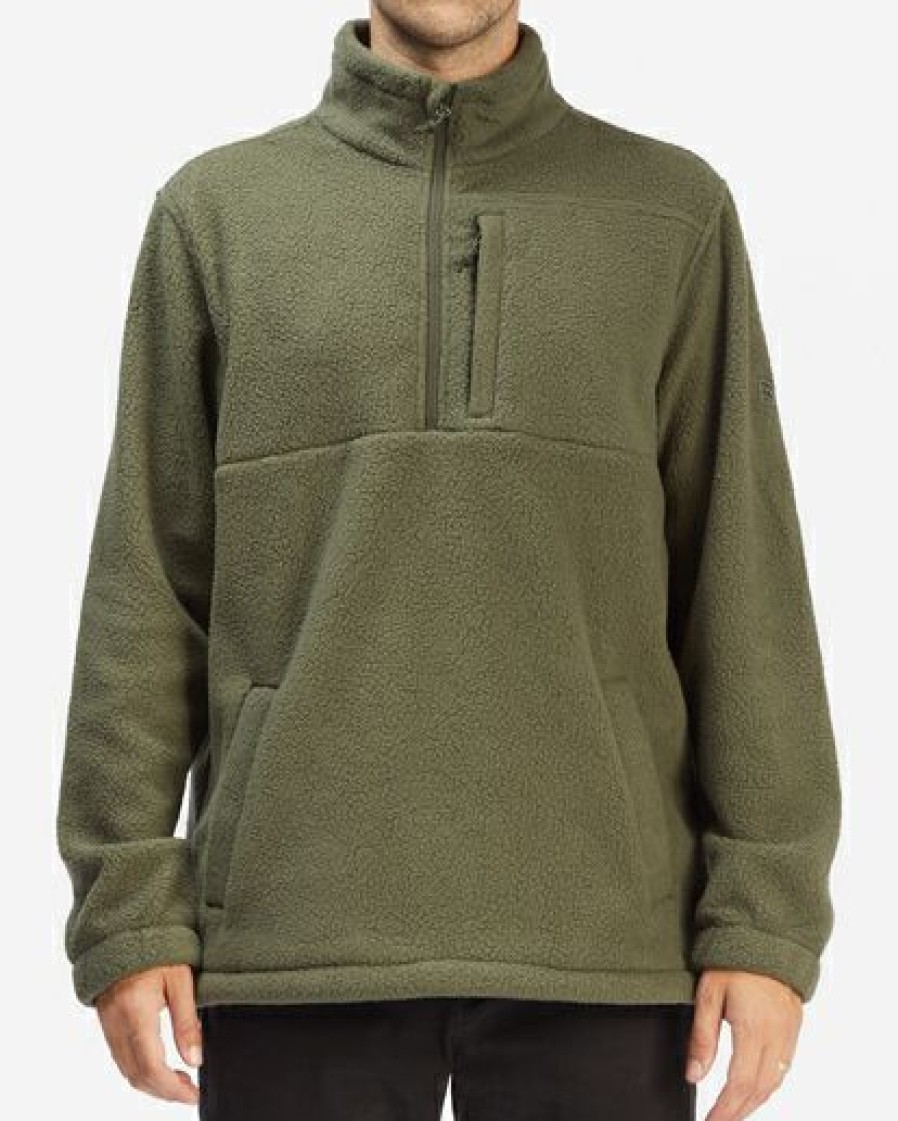 Fleece * | Billabong A/Div Boundary Half-Zip Mock Neck Fleece Dark Olive