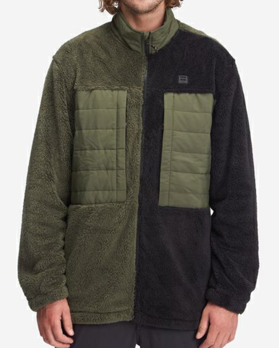 Fleece * | Billabong A/Div Glacier Offcut Mock Neck Zip-Up Jacket Dark Olive Dark Olive (Dko)