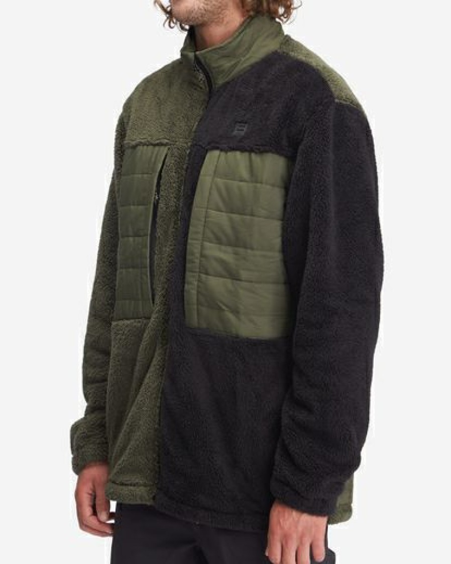 Fleece * | Billabong A/Div Glacier Offcut Mock Neck Zip-Up Jacket Dark Olive Dark Olive (Dko)