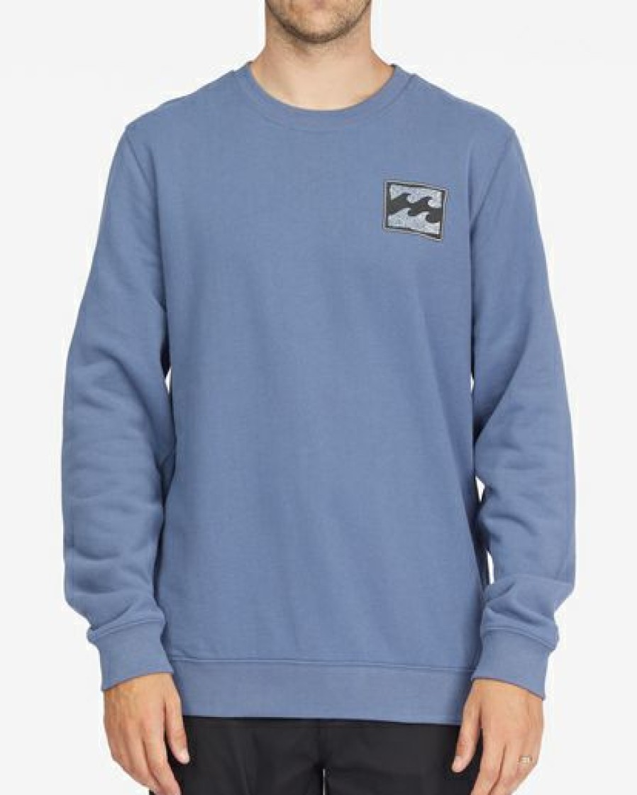 Hoodies & Fleece * | Billabong Crayon Wave Crewneck Pullover Slate Blue Slate Blue (Slb)