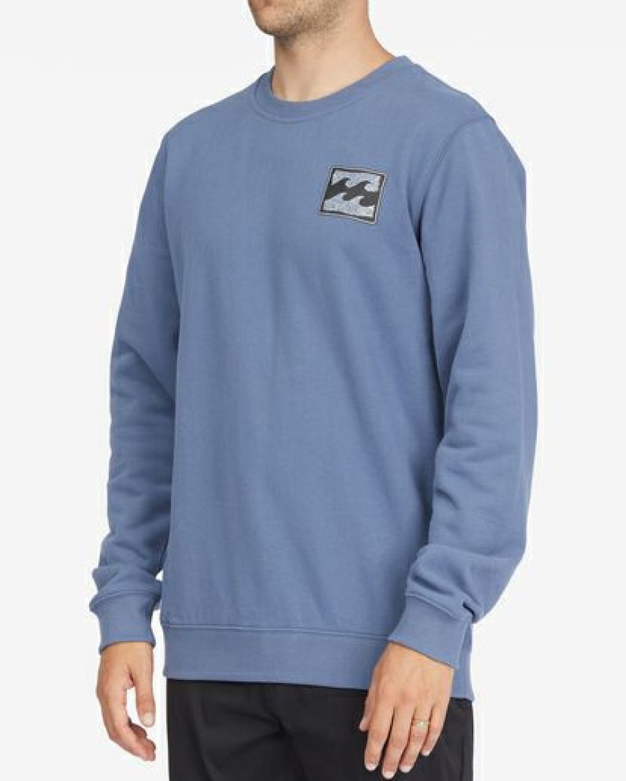 Hoodies & Fleece * | Billabong Crayon Wave Crewneck Pullover Slate Blue Slate Blue (Slb)