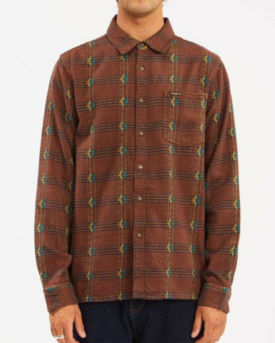 Billabong X Wrangler * | Billabong Wrangler Knox Jacquard Plaid Flannel Shirt Bottle Green