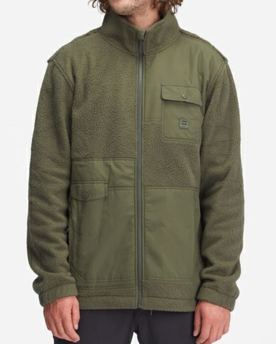 Fleece * | Billabong A/Div Boundary Trail Zip-Up Offcut Jacket Dark Olive Dark Olive (Dko)