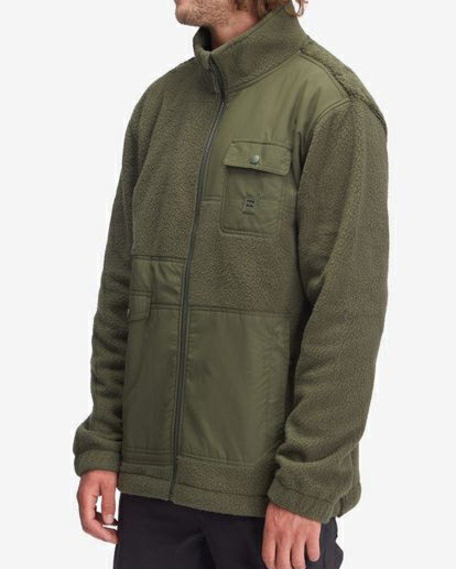 Fleece * | Billabong A/Div Boundary Trail Zip-Up Offcut Jacket Dark Olive Dark Olive (Dko)