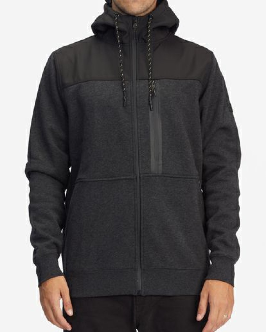 Fleece * | Billabong A/Div Quadrant Furnace Zip-Up Hoodie Black Heather Black Heather (Bkh)