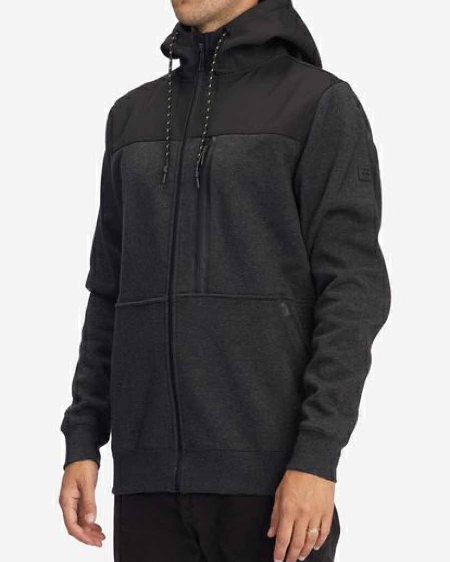 Fleece * | Billabong A/Div Quadrant Furnace Zip-Up Hoodie Black Heather Black Heather (Bkh)