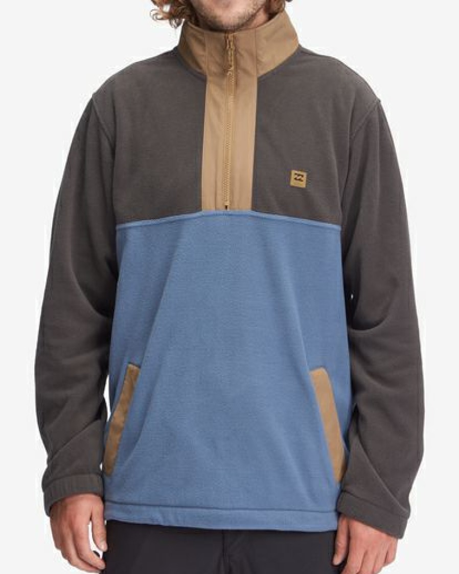 Fleece * | Billabong A/Div Boundary Mock Half-Zip Contrast Fleece Raven Raven (Rav)