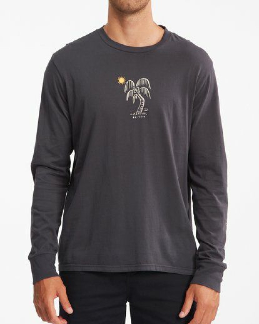 Tees * | Billabong La Palma Wave Washed Long Sleeve T-Shirt Washed Black