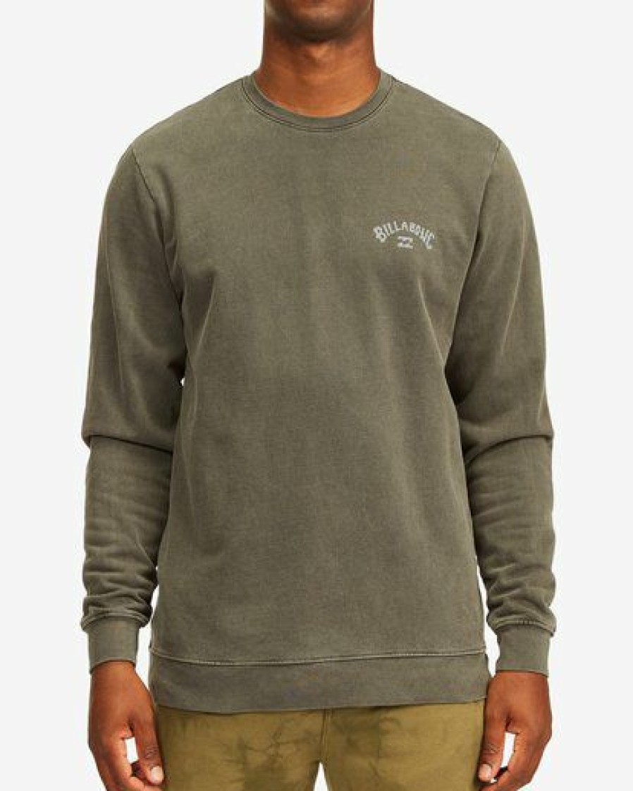 Hoodies & Fleece * | Billabong Arch Wave Washed Crew Neck Sweatshirt Black