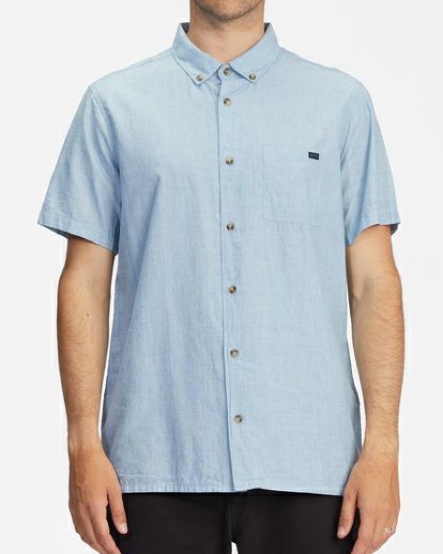 Clothing * | Billabong All Day Organic Short Sleeve Shirt Marine Marine (Mre)