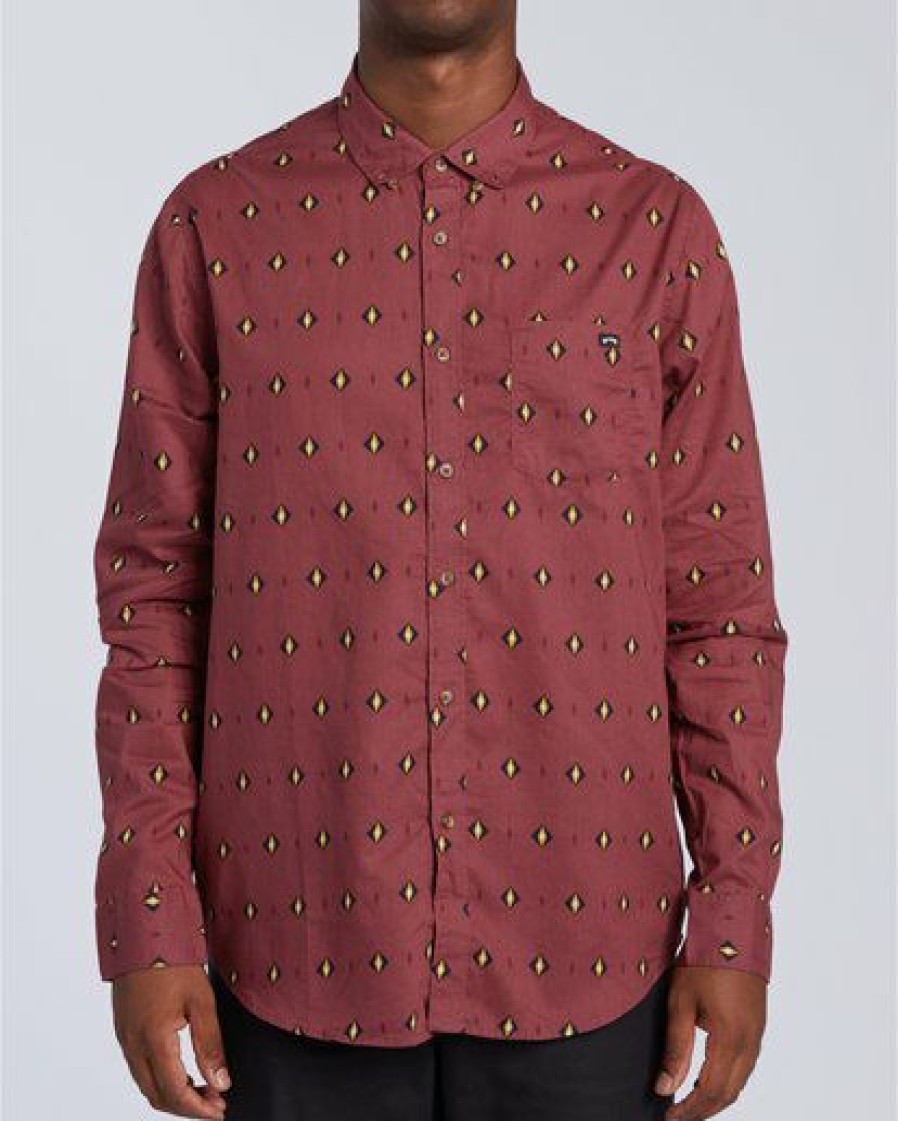 Shirts * | Billabong Sundays Mini Long Sleeve Shirt Oxblood