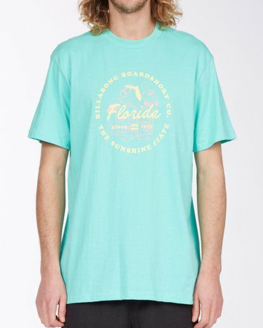 Tees * | Billabong Seal Florida Short Sleeve T-Shirt Light Aqua Light Aqua (Laq)