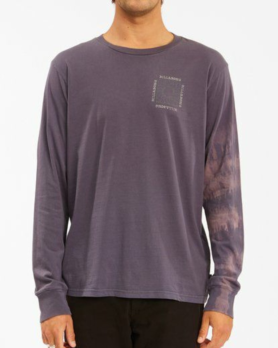 Tees * | Billabong Sun Burn Tie-Dye Long Sleeve T-Shirt Char Char (Crc)